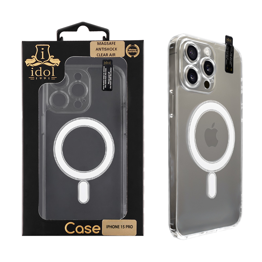 IDOL 1991 ΘΗΚΗ IPHONE 15 PRO 6.1" SUPER MAGSAFE ANTISHOCK CLEAR AIR BACK COVER TPU FULL CAMERA PROTECTION ΔΙΑΦΑΝΗ