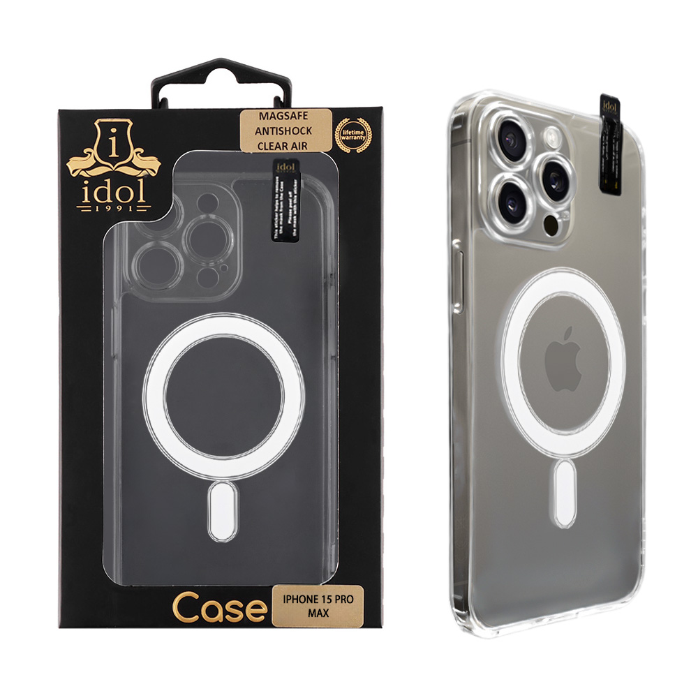 IDOL 1991 ΘΗΚΗ IPHONE 15 PRO MAX 6.7" SUPER MAGSAFE ANTISHOCK CLEAR AIR BACK COVER TPU FULL CAMERA PROTECTION ΔΙΑΦΑΝΗ