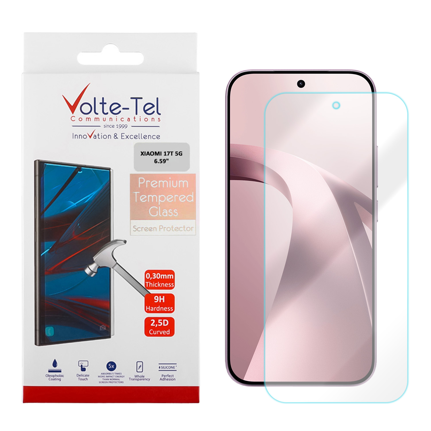 VOLTE-TEL TEMPERED GLASS XIAOMI 17T 5G 6.59in 9H 0.30mm 2.5D FULL GLUE