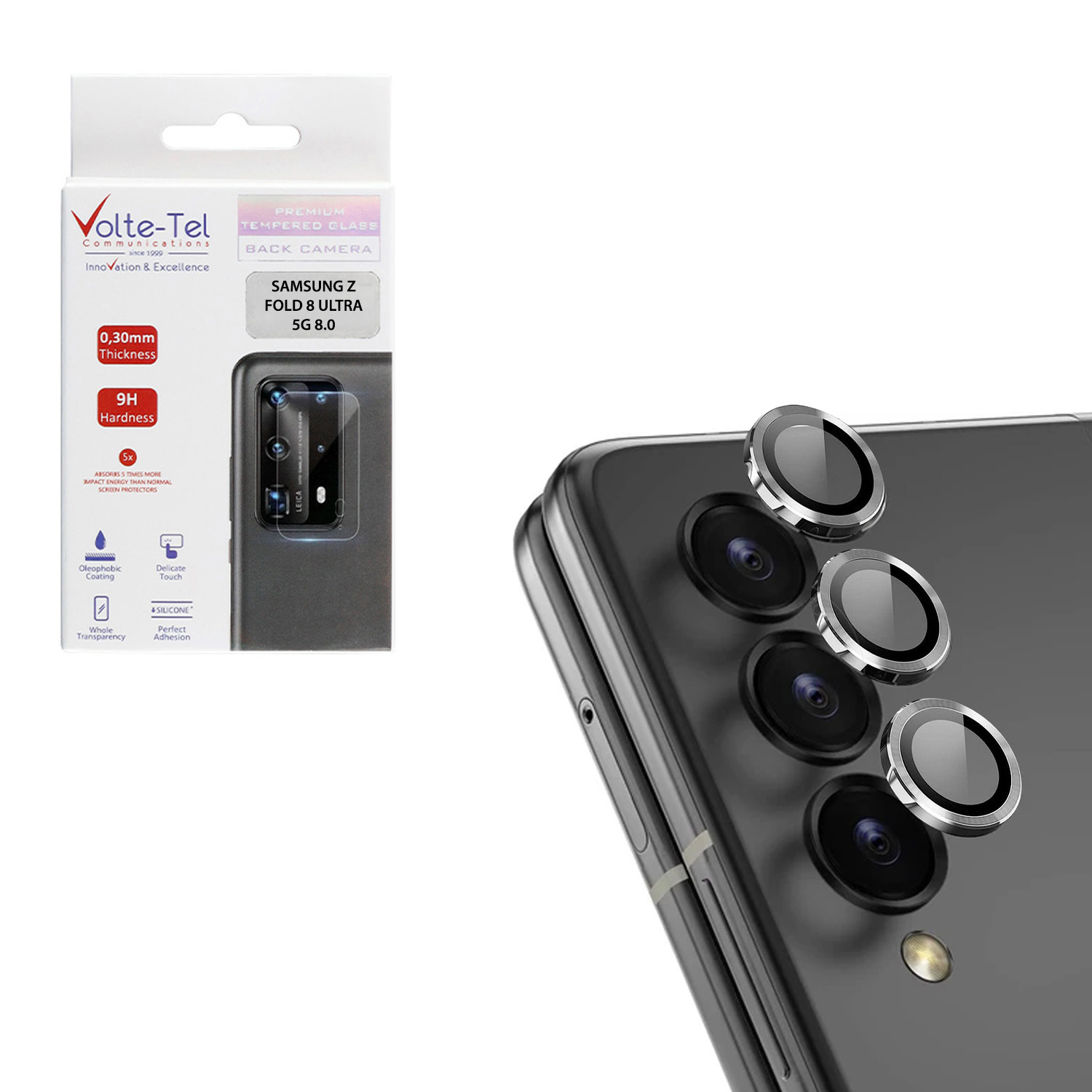 VOLTE-TEL CAMERA GLASS COVER SAMSUNG Z FOLD 8 ULTRA 5G 8.0in 9H 0.33MM EASY APPLICATION SILVER