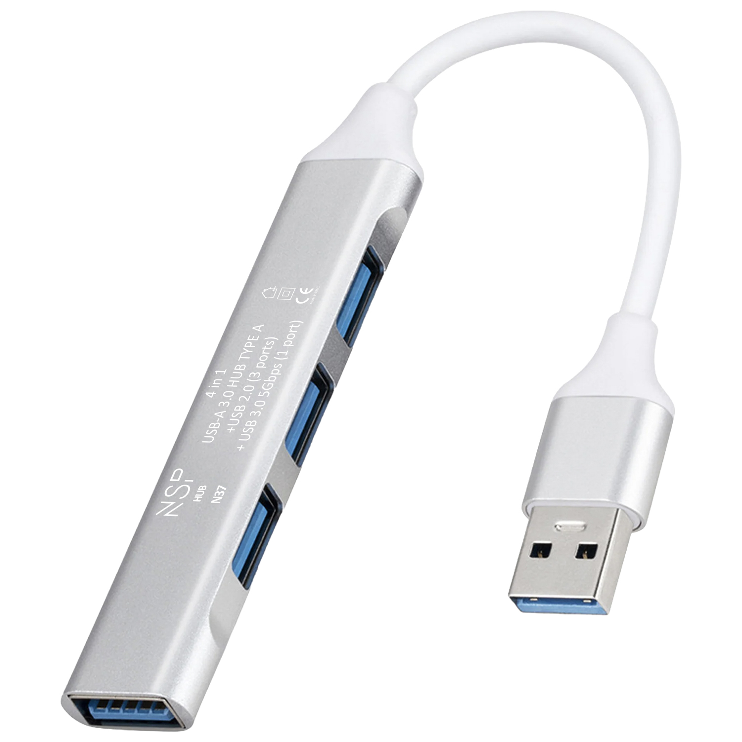 NSP ΚΑΛΩΔΙΟ N37 4 IN 1 USB-A 3.0 HUB USB-A+USB-A 2.0 (3 ports) + USB-A 3.0 5Gbps (1 port) ALUMINIUM