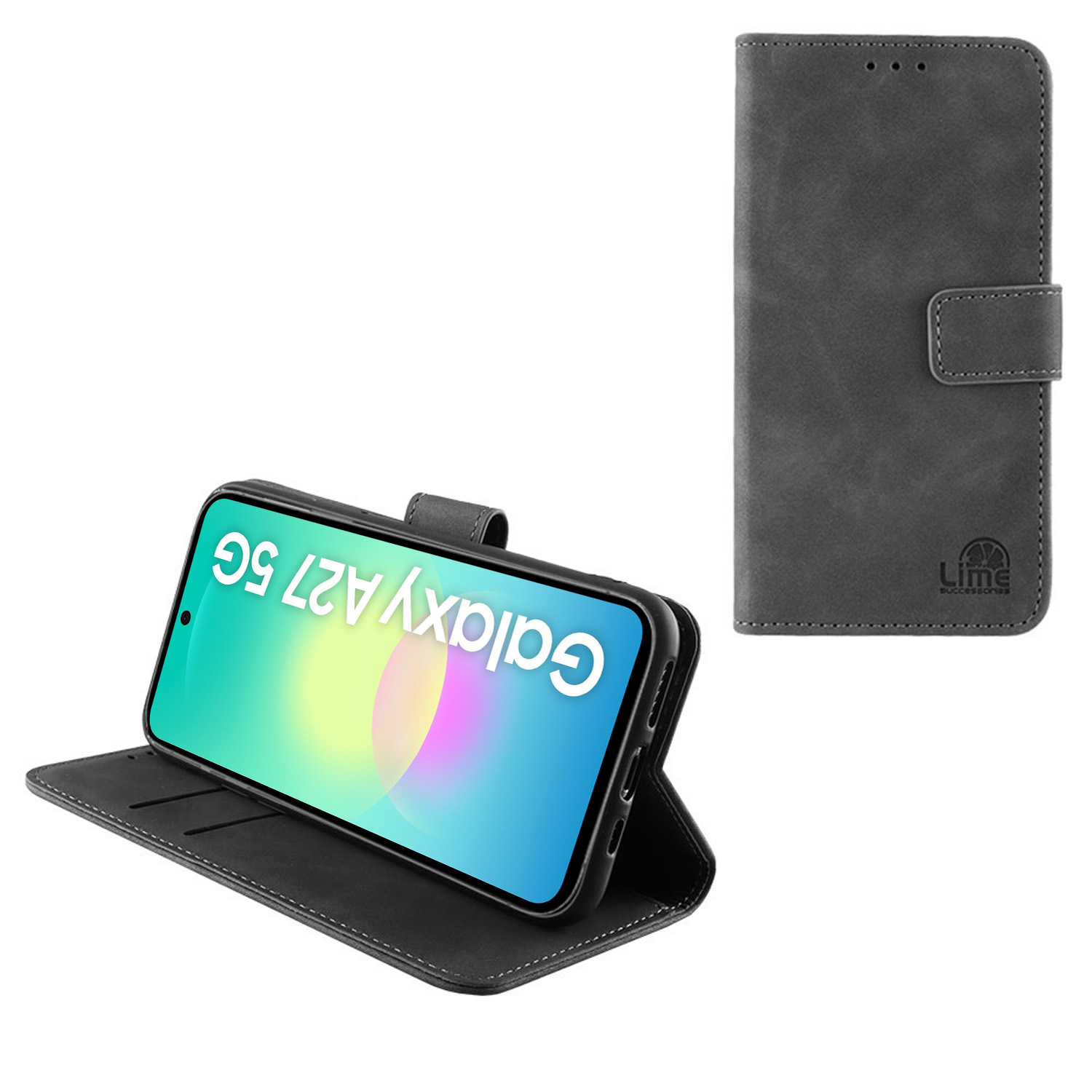 LIME ESSENTIAL ΘΗΚΗ SAMSUNG A27 5G A276 6.7in MAGNET BOOK STAND CLIP GREY