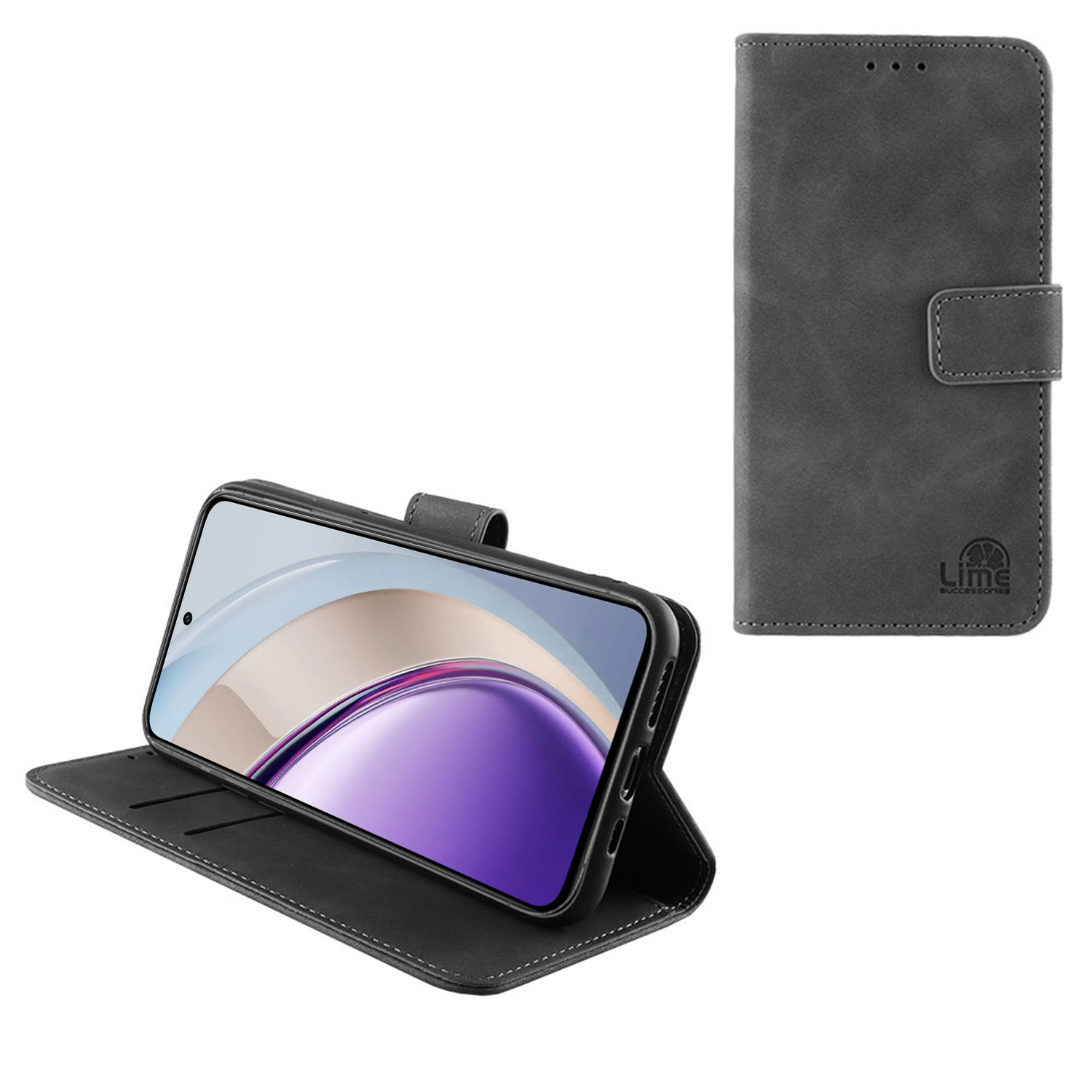 LIME ESSENTIAL ΘΗΚΗ VIVO V40 LITE 4G IDN VERSION 6.67in MAGNET BOOK STAND CLIP GREY