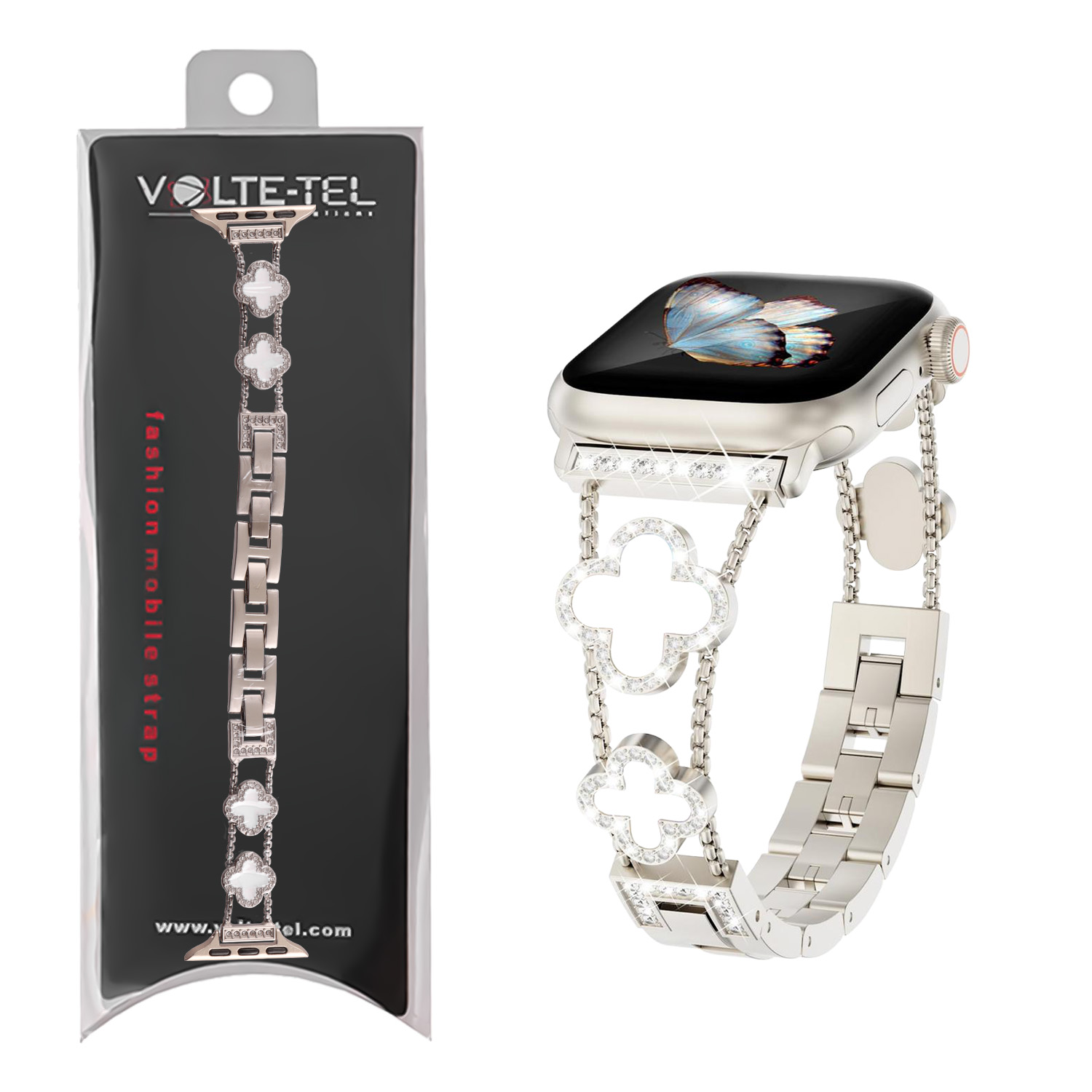 VOLTE-TEL ΛΟΥΡΑΚΙ ΡΟΛΟΓΙΟΥ ΓΥΝΑΙΚΕΙΟ ΜΕΤΑΛΛΙΚΟ APPLE WATCH 38/40/41/42MM ΤΥΠΟΥ VAN CLEEF WHITE CROSS 12.7cm TITANIUM GREY