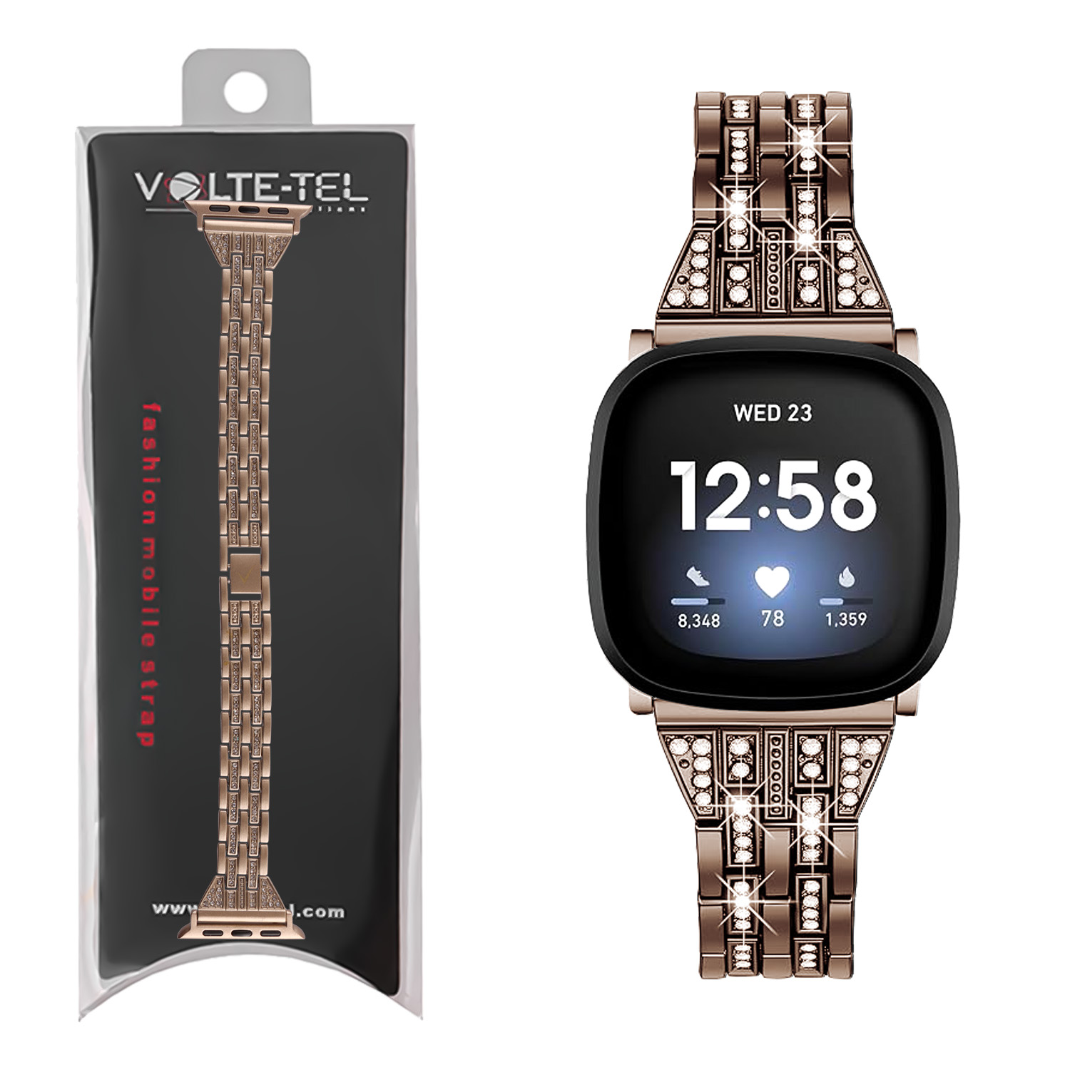 VOLTE-TEL ΛΟΥΡΑΚΙ ΡΟΛΟΓΙΟΥ ΜΕΤΑΛΛΙΚΟ UNIVERSAL 22mm/ΣΥΜΒΑΤΟ ΜΕ APPLE WATCH 38/40/41/42 ΜΕ STRASS STARLIGHT