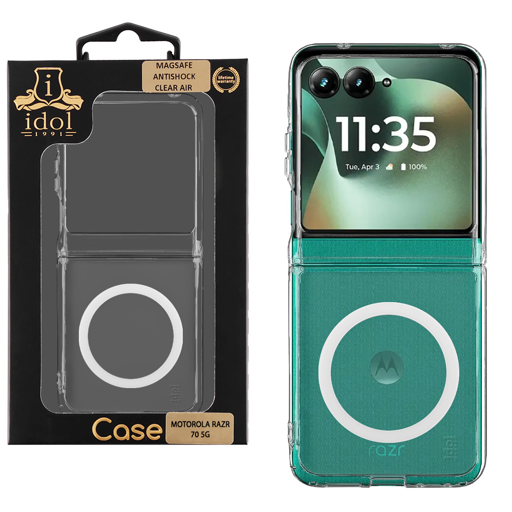 IDOL 1991 SUPER MAGSAFE ΘΗΚΗ MOTOROLA RAZR 70 5G XT2657-1 6.9in ANTISHOCK CLEAR AIR BACK COVER TPU COVER CAMERA GUARD ΔΙΑΦΑΝΗ