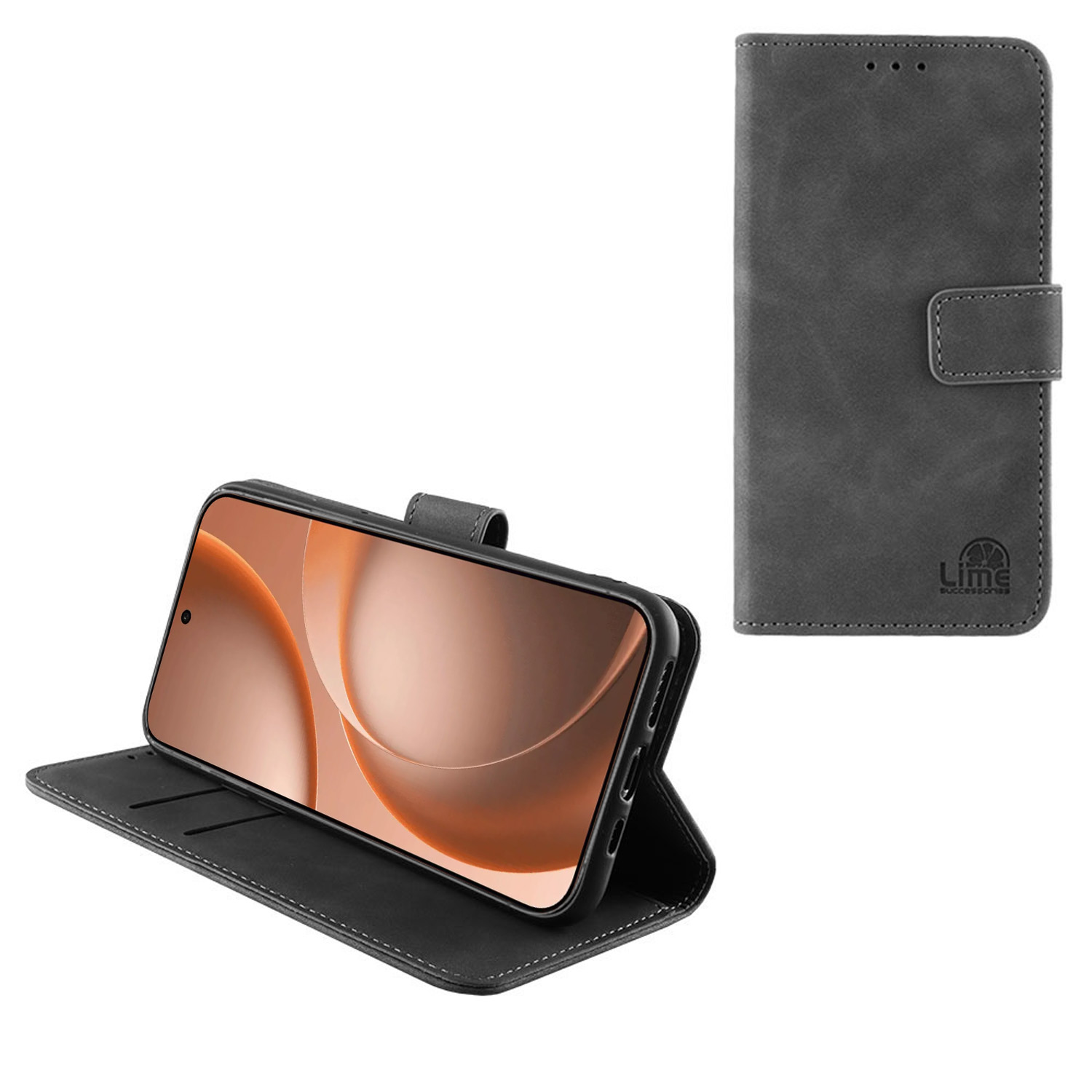 LIME ESSENTIAL ΘΗΚΗ OPPO FIND X9s 5G 6.59in MAGNET BOOK STAND CLIP GREY