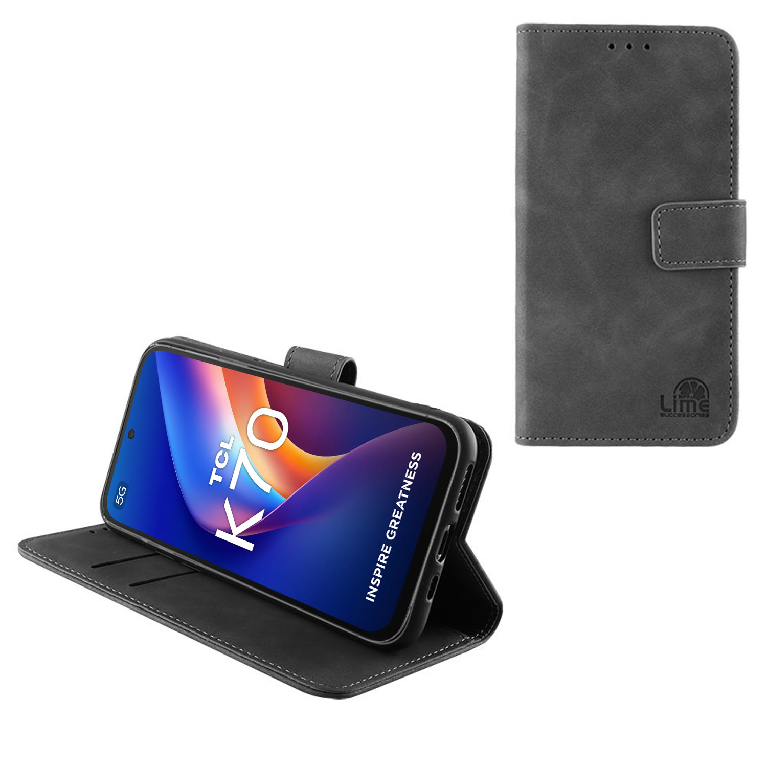 LIME ESSENTIAL ΘΗΚΗ TCL K70 5G 6.75in MAGNET BOOK STAND CLIP GREY