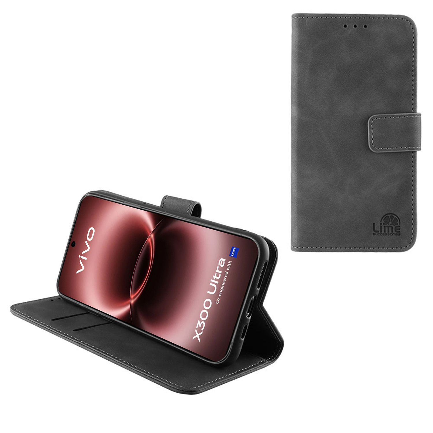 LIME ESSENTIAL ΘΗΚΗ VIVO X300 ULTRA 5G 6.82in MAGNET BOOK STAND CLIP GREY