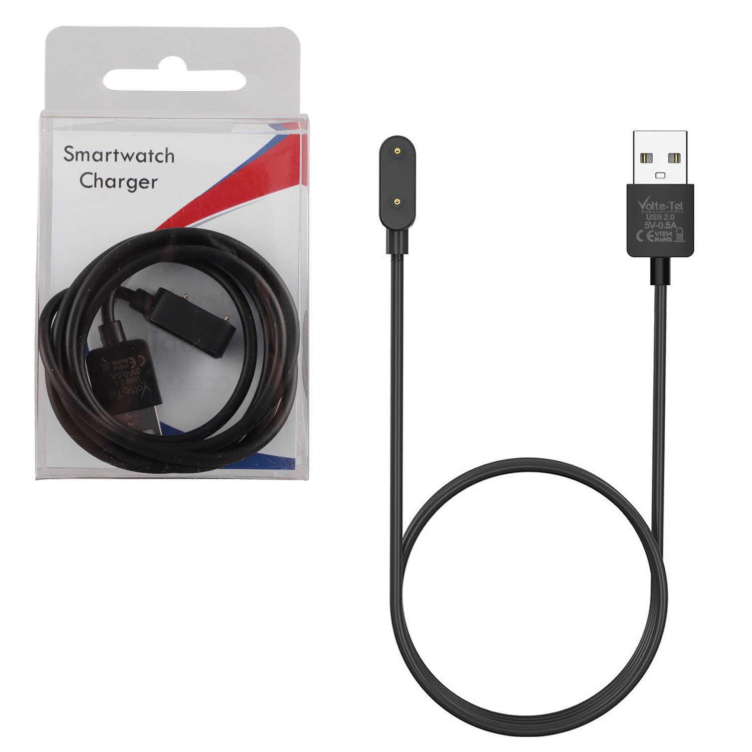 VOLTE-TEL ΚΑΛΩΔΙΟ ΦΟΡΤΙΣΗΣ USB-A ΓΙΑ HUAWEI BAND 11 PRO 1.62" VT854 1m BLACK