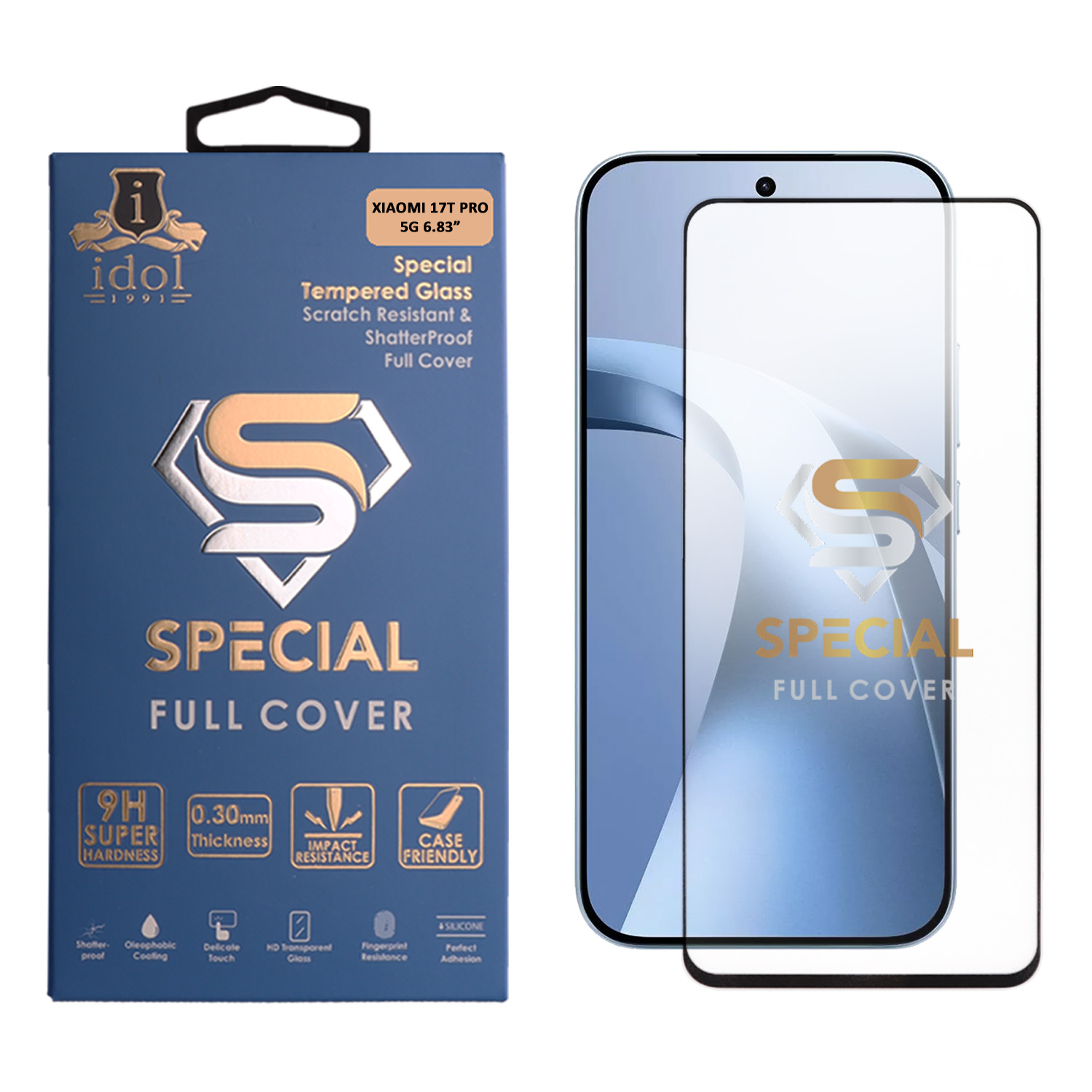 IDOL 1991 SPECIAL TEMPERED GLASS XIAOMI 17T PRO 5G 6.83in 9H 0.25mm FULL COVER FINGER PRINT FULL GLUE BLACK