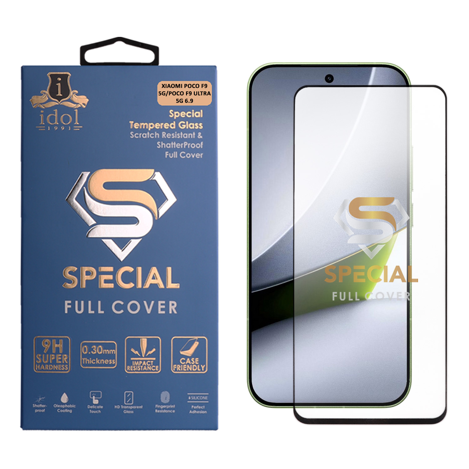 IDOL 1991 SPECIAL TEMPERED GLASS XIAOMI POCO F9 5G/POCO F9 ULTRA 5G 6.9in 9H 0.25mm FULL COVER FULL GLUE BLACK