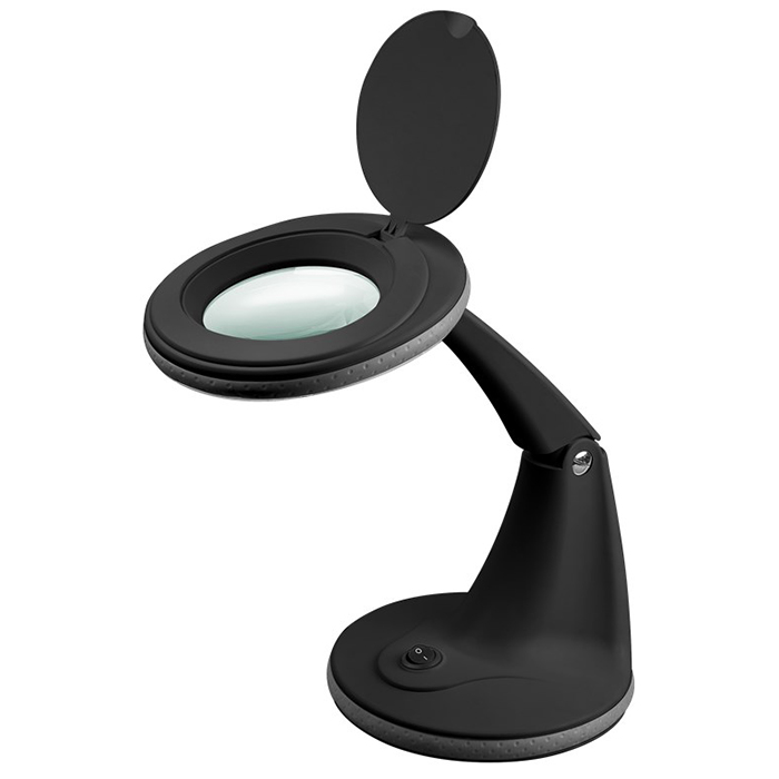 LED Magnifying lamp with base, 6W, in black color. - GOOBAY 055-1269