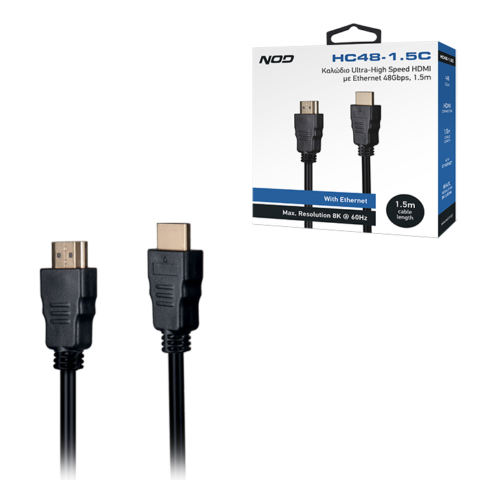 Ultra-High Speed HDMI cable with Ethernet 48Gbps, HDMI male - HDMI male,  1.5m. - NOD 141-0234