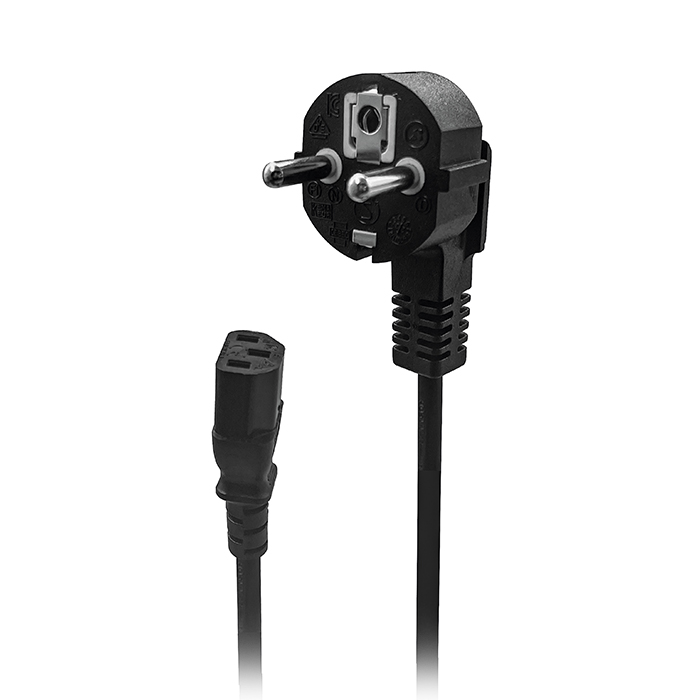 Power cable Schuko male angled - IEC-320-C13 female, 2m - NOD 141-0246