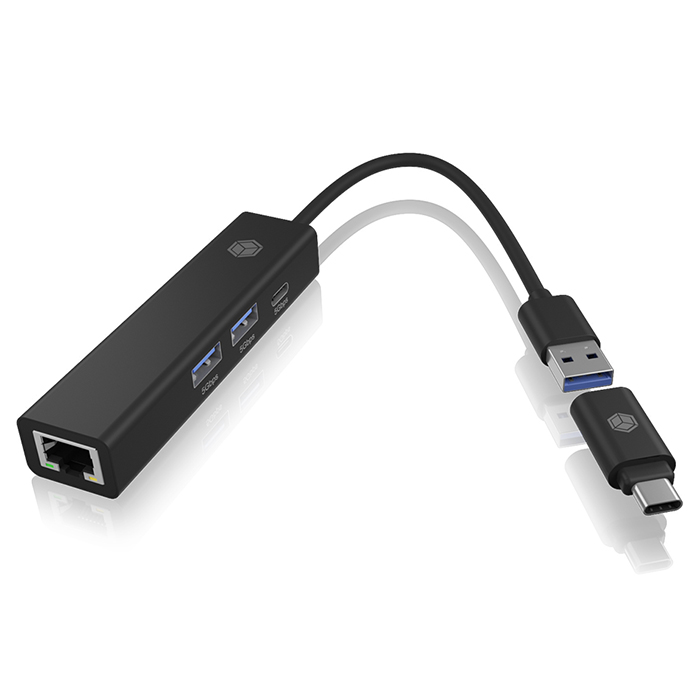 4-port hub with USB 3.2 Gen 1 Type-A or Type-C interface. - ICY BOX 146-0292