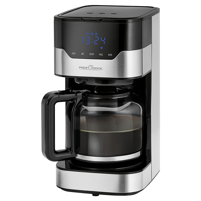 Coffee machine 1.5lt, stainless steel/black. - PROFI COOK 153-0184