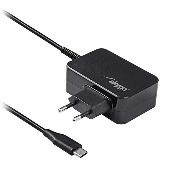 Power Supply USB-C, 5 - 20V / 2.25 - 3A 45W with power delivery 3.0 GaN. - AKYGA 208-0073