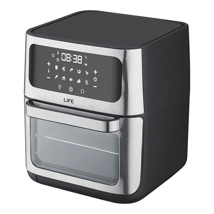 12L Air fryer, with LED digital display, glass door and internallighting, 1800W. - LIFE 221-0366