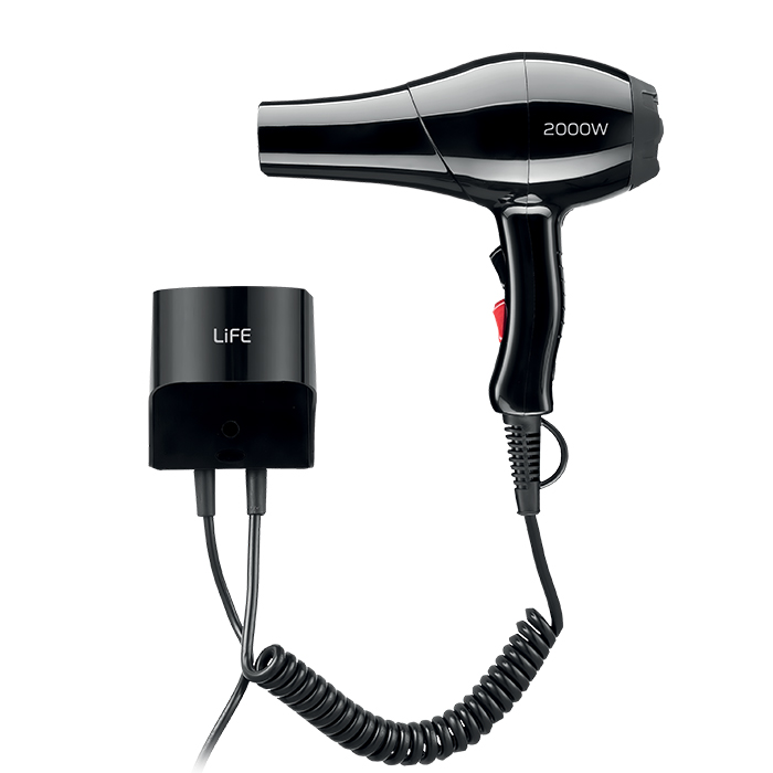 Wall mounted hotel hairdryer with AC motor, 2000W. - LIFE 221-0373