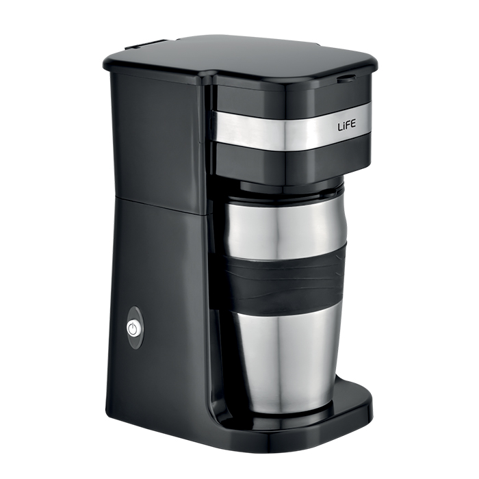 One cup filter coffee maker 750W, with travel mug 0.42L. - LIFE 221-0377