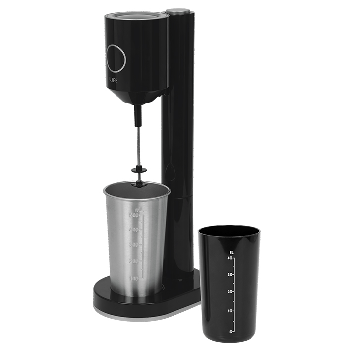 Drink mixer with 1 inox + 1 plastic cup and push button, 100W. - LIFE 221-0393