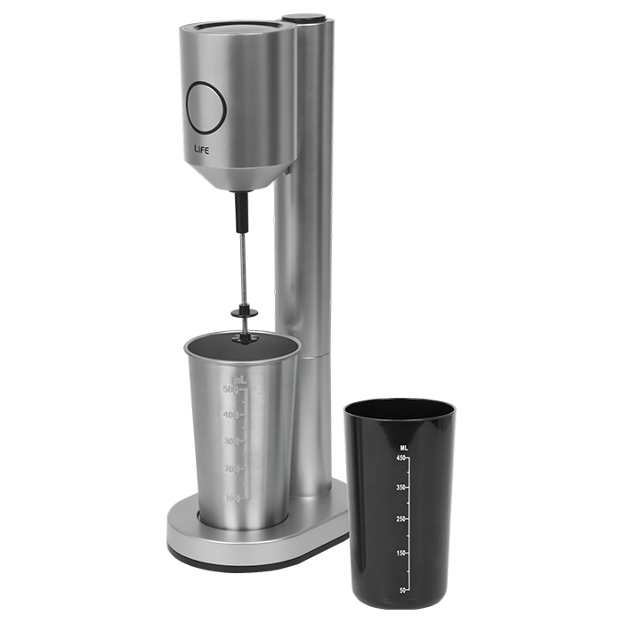 Drink mixer with 1 inox + 1 plastic cup and push button, 100W. - LIFE 221-0394