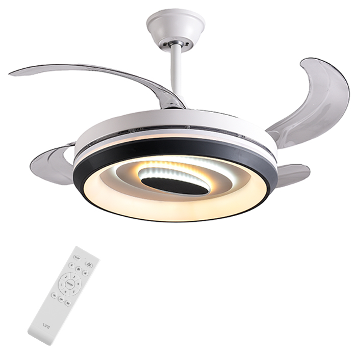 Ceiling fan with foldable blades, LED lightand remote control, 30W - LIFE 221-0404