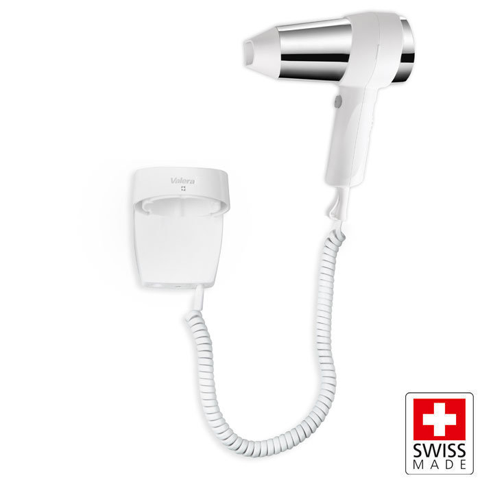 Wall-mounted hairdryer with holder, 1200W in white color. - VALERA 228-0118