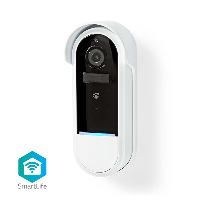 SmartLife Wi-Fi video doorbell Full HD 1080p with motion sensor and night vision, IP54 white color. - NEDIS 233-2384