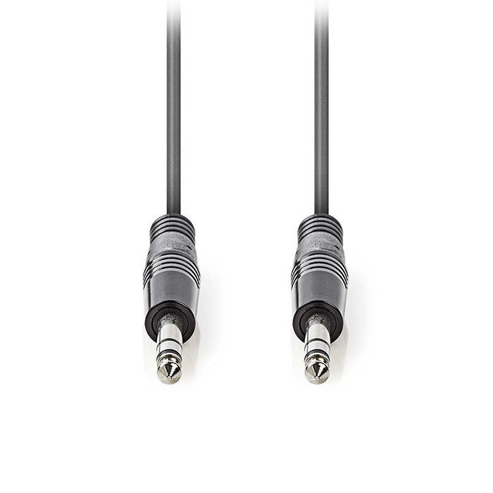 Stereo audio cable 6.35mm male - 6.35 mm male, 1.50m dark grey. - NEDIS 233-2405