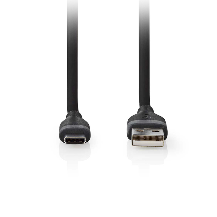 High-Speed cable, USB-A male - USB-C male 15W, 1.50m black color. - NEDIS 233-2501