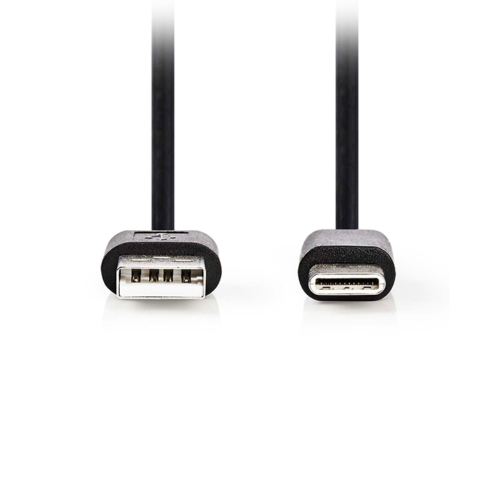 USB 2.0 cable, USB-A male - USB-C male 2.5W, 2.00m black color. - NEDIS 233-2509