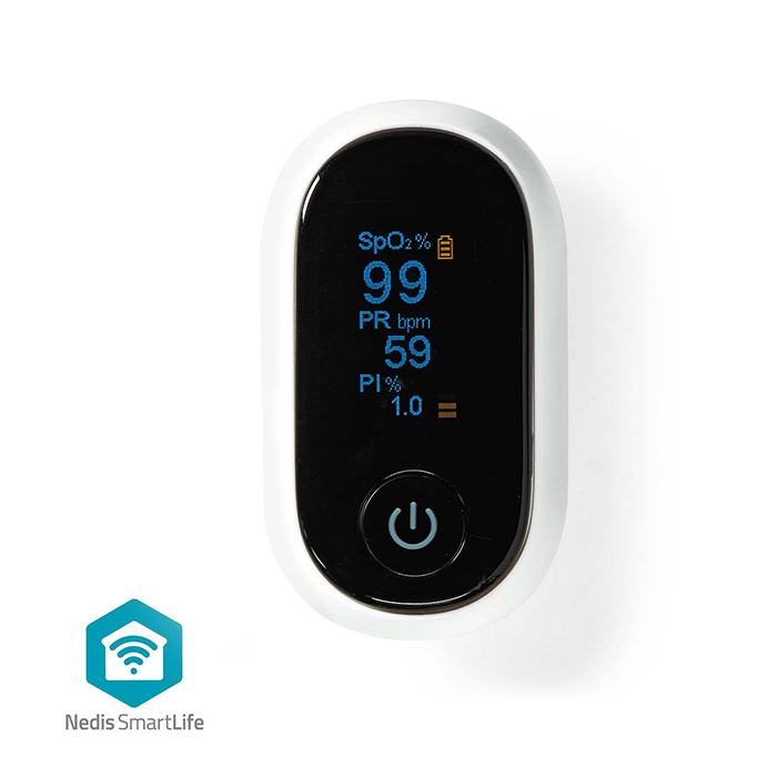 SmartLife pulse oximeter with OLED display, white color. - NEDIS 233-2510