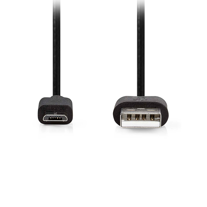 USB 2.0 cable, USB-A male - USB Micro-B male 10W, 0.50m black color. - NEDIS 233-2514