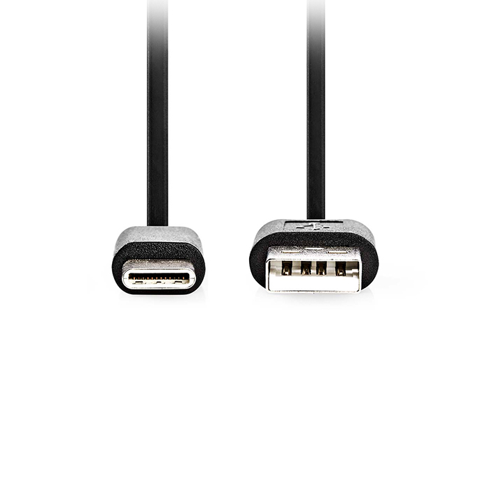 USB 2.0 cable, USB-A male - USB-C male 15W, 2.00m black color. - NEDIS 233-2518