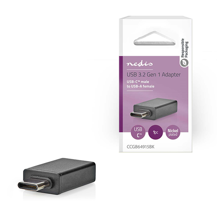 USB-C 3.2 Gen 1 adapter USB-C male - USB-A female, 5 Gbps, OTG. - NEDIS 233-2520