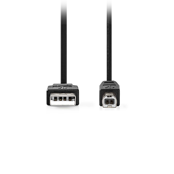 USB 2.0 cable, USB-A male - USB-B male 10W, 2.00m black color. - NEDIS 233-2537