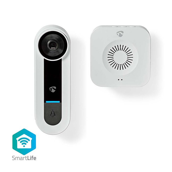 SmartLife Wi-Fi video doorbell 1536x1536 with motion sensor, IP65 white color. - NEDIS 233-2543