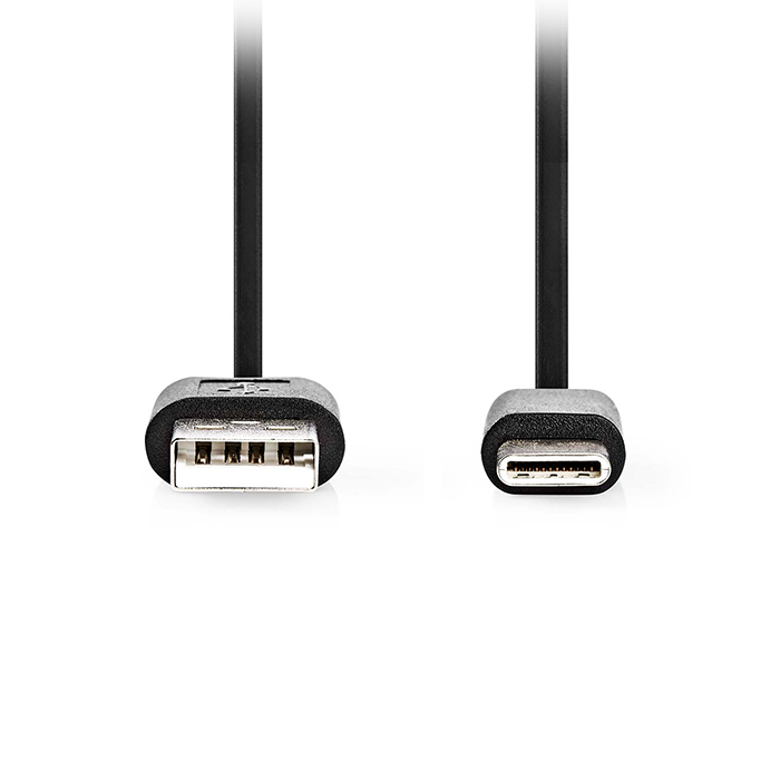 USB 2.0 cable, USB-A male - USB-C male 60W, 0.10m black color. - NEDIS 233-2545