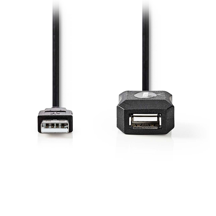 Active USB 2.0 cable, USB-A male - USB-A female, 20.0m black color. - NEDIS 233-2546