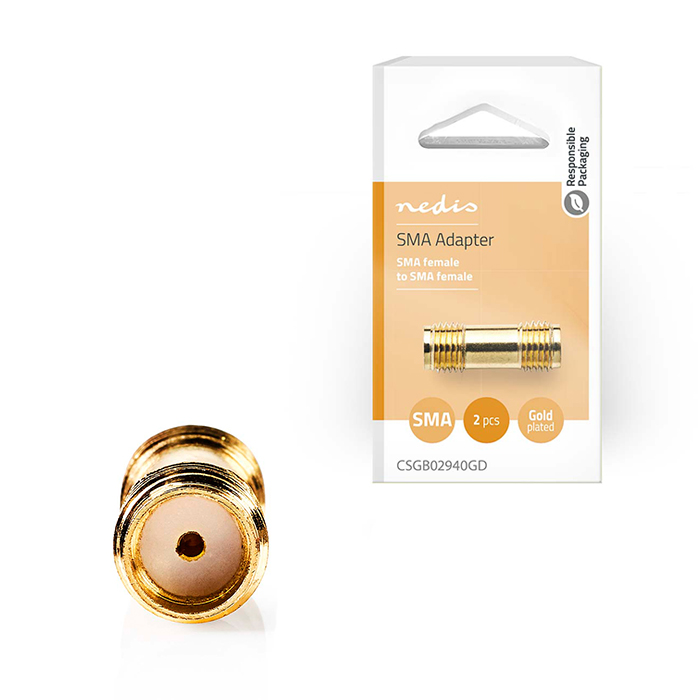 SMA adapter, SMA female - SMA female gold plated, 2pcs in the packaging. - NEDIS 233-2549