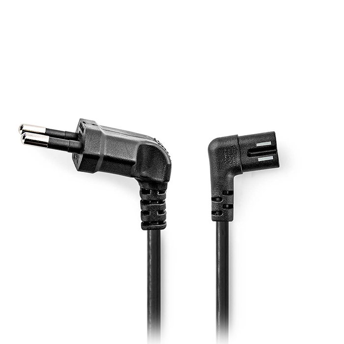 Angled power cable, euro male - IEC-320-C7, 5.00m black color. - NEDIS 233-2558