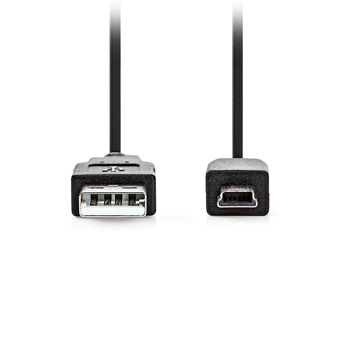 USB 2.0 cable, USB-A male - USB Mini-B 5pin male, 3.00m black color. - NEDIS 233-2561