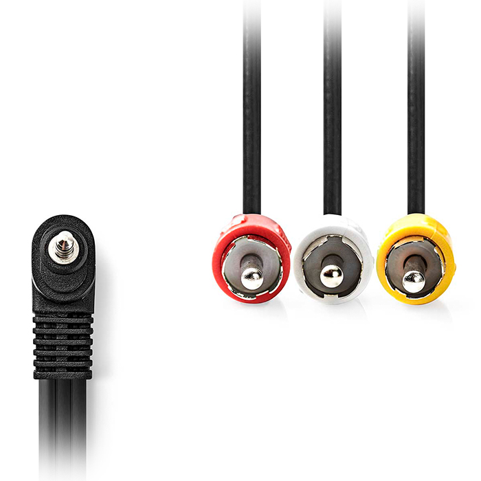 Audio video cable 3.5mm male - 3x RCA male, 2.00m black color. - NEDIS 233-2566