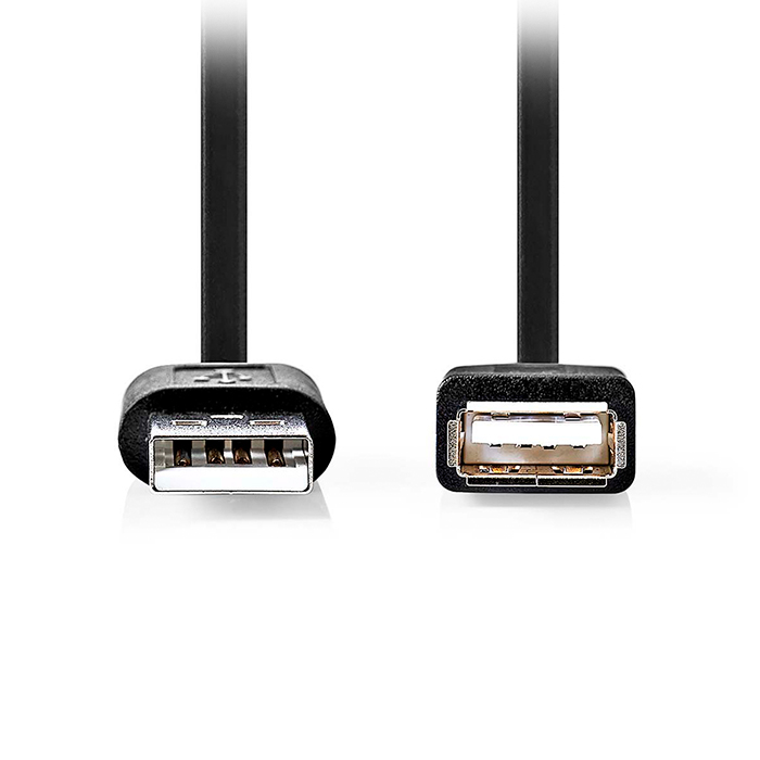USB 2.0 cable, USB-A male - USB-A female, 1.00m black color. - NEDIS 233-2575