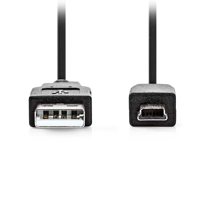 USB 2.0 cable, USB-A male - USB Mini-B 5pin male, 2.00m black color. - NEDIS 233-2582