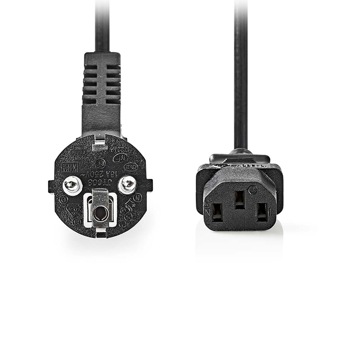 Power cable Schuko plug male - IEC-320-C13, 2.00m black color. - NEDIS 233-2604