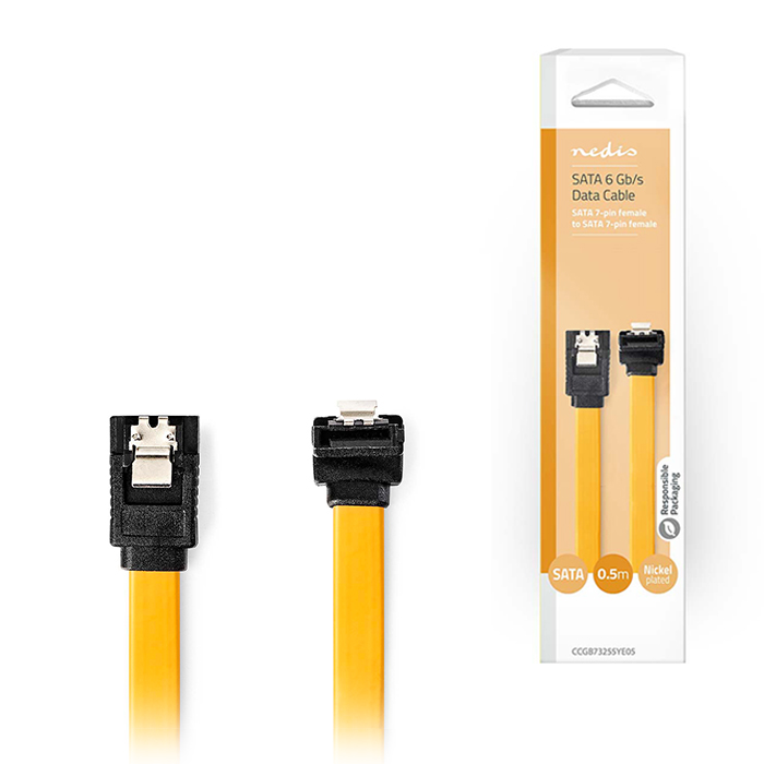 SATA cable, SATA 7-Pin female - SATA 7-Pin female, 0.50m yellow color. - NEDIS 233-2609