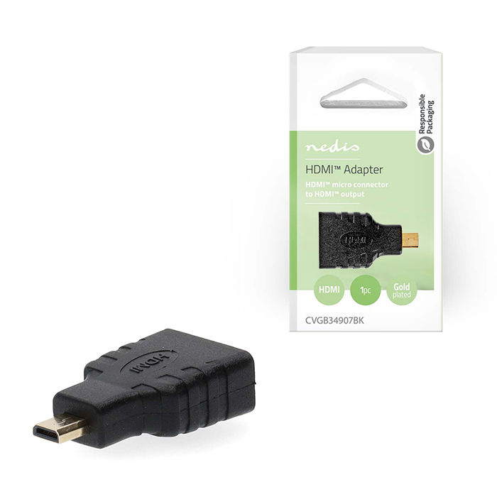 HDMI adapter, HDMI micro male - HDMI female, black color. - NEDIS 233-2619